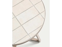 Kave home - tella - ronde tuintafel van gegalvaniseerd staal en beige tegels ø45 cm - afbeelding 3 van  4
