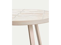 Kave home - tella - ronde tuintafel van gegalvaniseerd staal en beige tegels ø45 cm - afbeelding 4 van  4