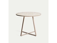 Kave home - tella - ronde tuintafel van gegalvaniseerd staal en beige tegels ø90 cm - afbeelding 1 van  6