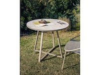 Kave home - tella - ronde tuintafel van gegalvaniseerd staal en beige tegels ø90 cm - afbeelding 2 van  6