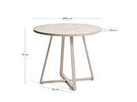 Kave home - tella - ronde tuintafel van gegalvaniseerd staal en beige tegels ø90 cm - afbeelding 6 van  6