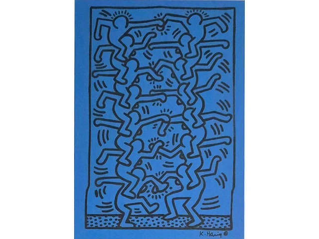 Keith haring - gouache - 50 x 40 - afbeelding 1 van  3