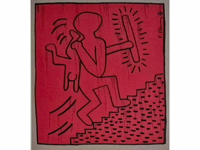 Keith haring - gouache - 50 x 41 - afbeelding 1 van  4