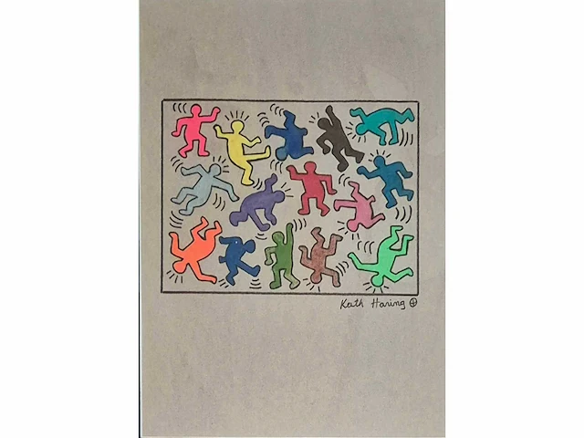 Keith haring - gouache - 50 x 41 - afbeelding 1 van  4