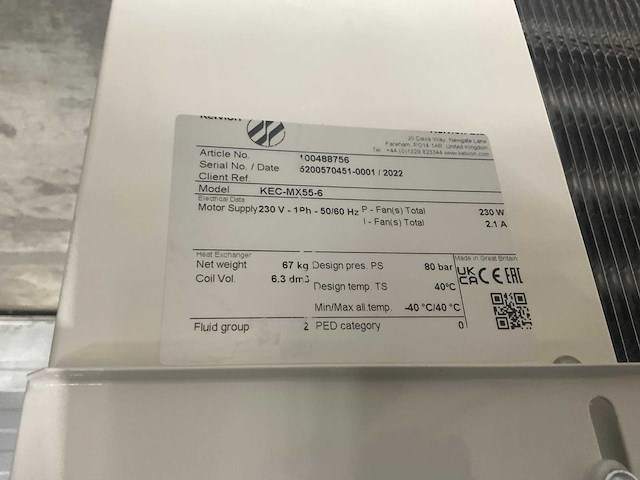 Kelvion kec mx 55-6 verdamper/plafondkoeler co2-80bar - afbeelding 3 van  12