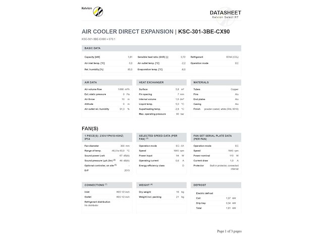 Kelvion ksc 301-3be plafondkoeler co2-90b - afbeelding 9 van  10