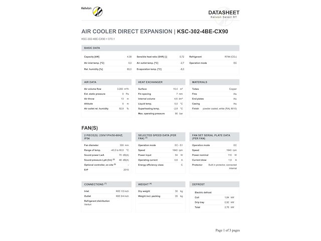 Kelvion ksc 302-4be plafondkoeler co2-90b - afbeelding 9 van  10
