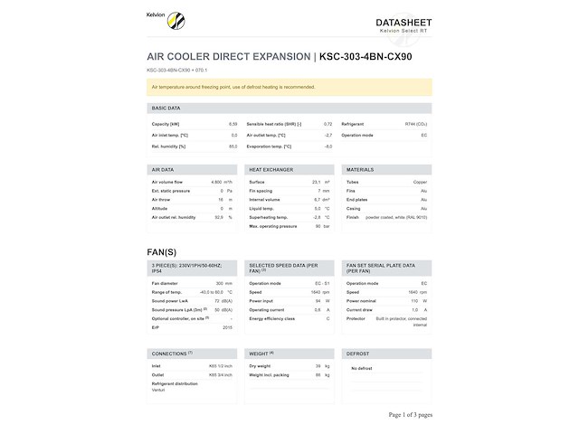Kelvion ksc 303-4bn plafondkoeler co2-90b - afbeelding 8 van  9