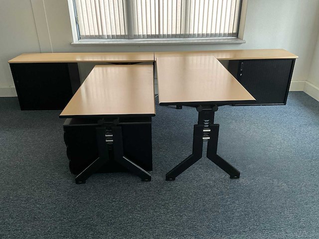 Kembo - bureaus (2x) 160x80 cm met archiefkast (2x) 200x50x75 cm - afbeelding 1 van  14