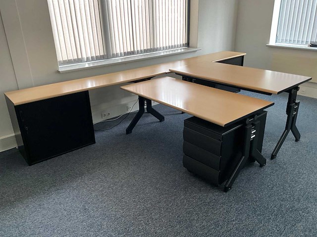 Kembo - bureaus (2x) 160x80 cm met archiefkast (2x) 200x50x75 cm - afbeelding 7 van  14