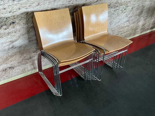 Kembo - kantinetafels 160x80x73 cm (6x) en stapelbare stoelen (24x) - afbeelding 3 van  10