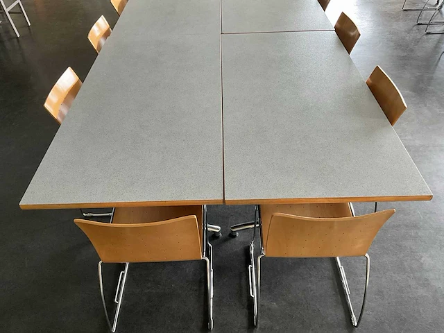 Kembo - kantinetafels 160x80x73 cm (6x) en stapelbare stoelen (24x) - afbeelding 4 van  10