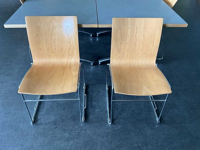 Kembo - kantinetafels 160x80x73 cm (6x) en stapelbare stoelen (24x) - afbeelding 6 van  10