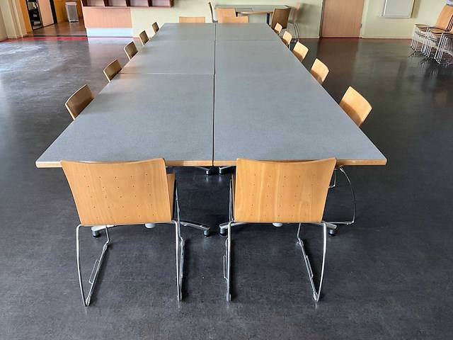 Kembo - kantinetafels (6x) 160x80x73 cm en stoelen - afbeelding 1 van  10