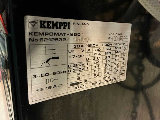Kemppi kempomat 250 mig lasapparaat - afbeelding 8 van  8