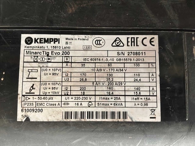 Kemppi minarctig evo 200 tig-lasmachine - afbeelding 4 van  4