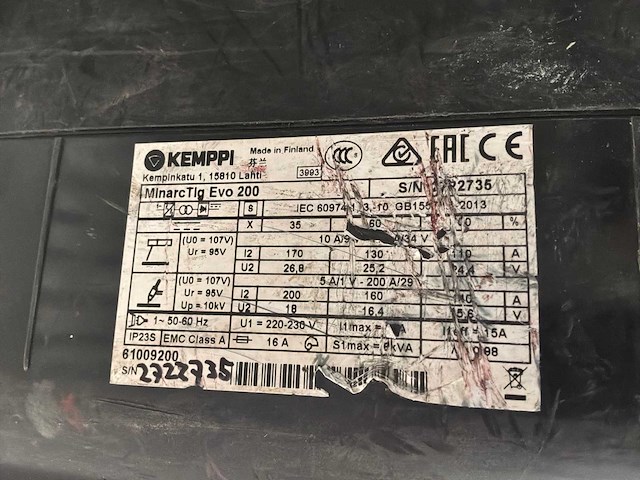 Kemppi minarctig evo 200 tig-lasmachine - afbeelding 6 van  6