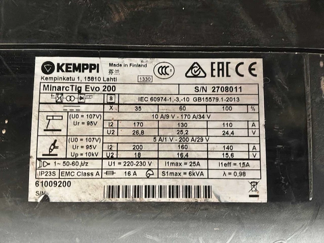 Kemppi minarctig evo 200 tig-lasmachine - afbeelding 4 van  4
