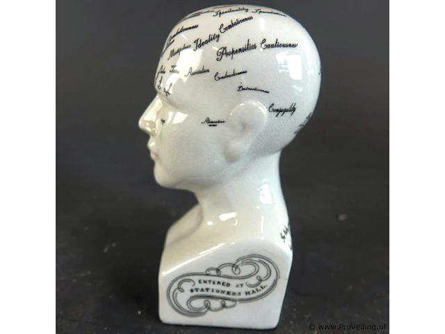 Keramieken frenologiehoofd (phrenology head) naar het klassieke 19e-eeuwse ontwerp van l.n. fowler - afbeelding 2 van  5
