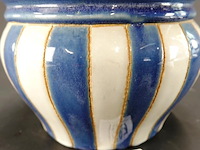 Keramische cache-pot rayé bleu - afbeelding 4 van  5