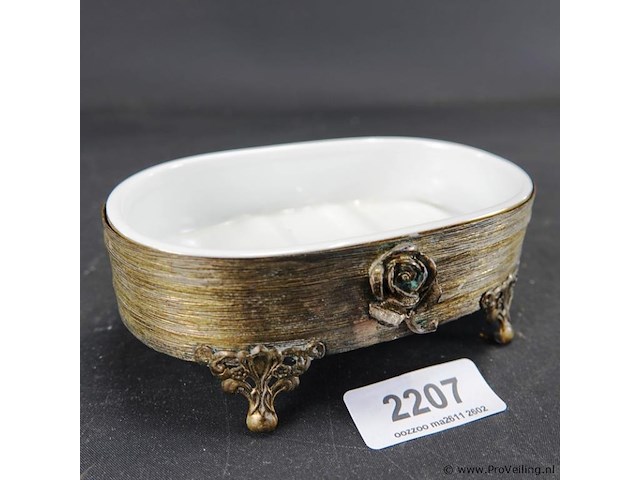 Keramische zeephouder in messing houder - afbeelding 1 van  5