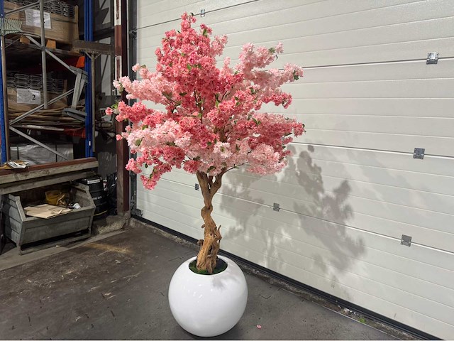 Kersen bloesem kunstboom met pot - afbeelding 10 van  16