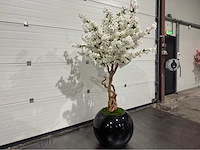 Kersen bloesem kunstboom met pot - afbeelding 8 van  14