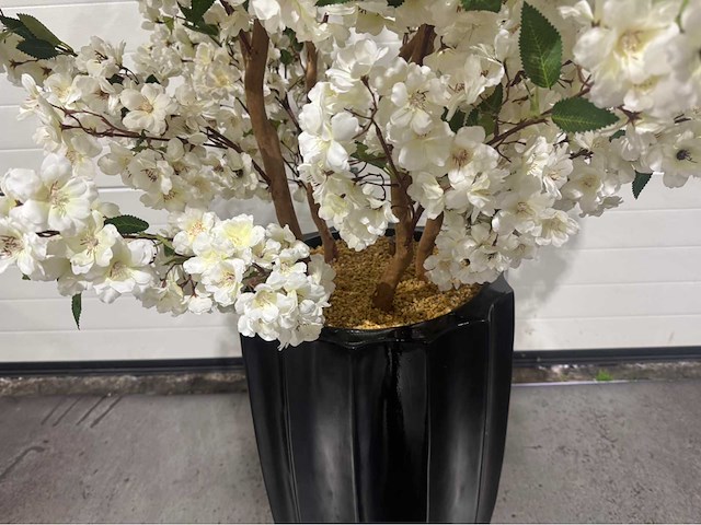 Kersen bloesem kunstboom met pot - afbeelding 10 van  13
