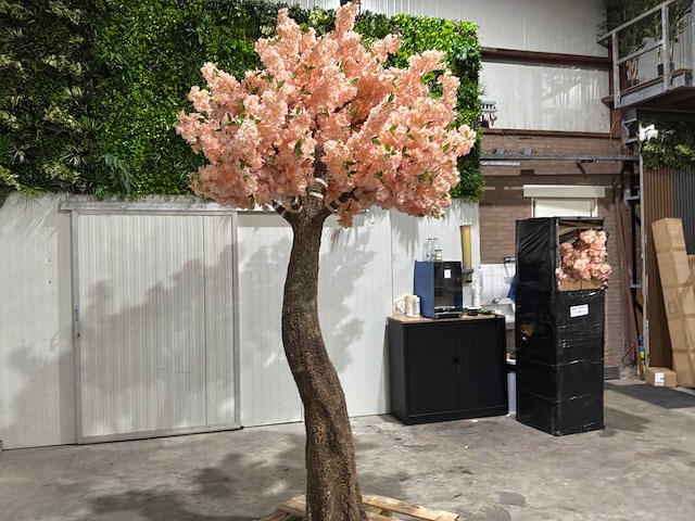 Kersen bloesem kunstboom zalm / rosé - afbeelding 8 van  13