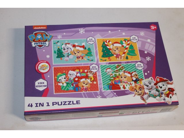 Kerst puzzle paw patrol paars 1x in ds d - afbeelding 2 van  3