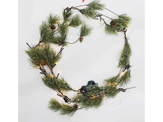 Kerstguirlandes met dennenappels en ledverlichting - afbeelding 1 van  2