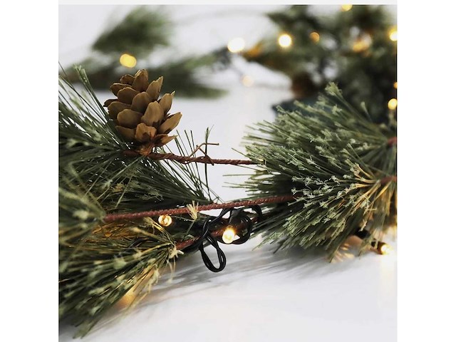 Kerstguirlandes met dennenappels en ledverlichting - afbeelding 2 van  2