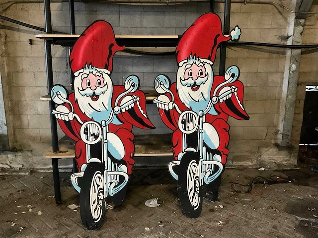 Kerstman op motor (2x) - afbeelding 1 van  1
