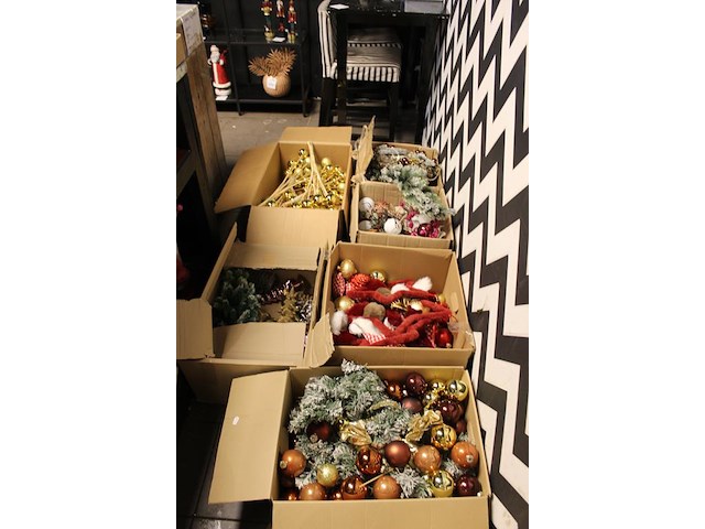 Kerstmaterialen in 14 dozen o.a. ballen, bomen, decoratie etc. - afbeelding 3 van  8