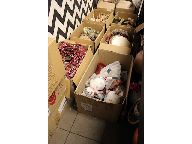 Kerstmaterialen in 14 dozen o.a. ballen, bomen, decoratie etc. - afbeelding 5 van  8