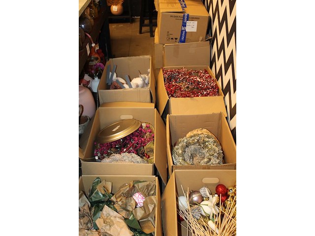 Kerstmaterialen in 14 dozen o.a. ballen, bomen, decoratie etc. - afbeelding 6 van  8