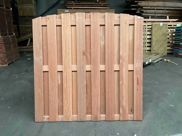 Keruing hardhouten tuinscherm toog geschaafd - 180x180 cm (2x) - afbeelding 1 van  4