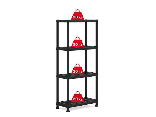 Keter kunststof opbergrek / stellingrek zwart - afbeelding 2 van  4