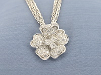 Ketting met diamanten in bloemvorm - afbeelding 2 van  9