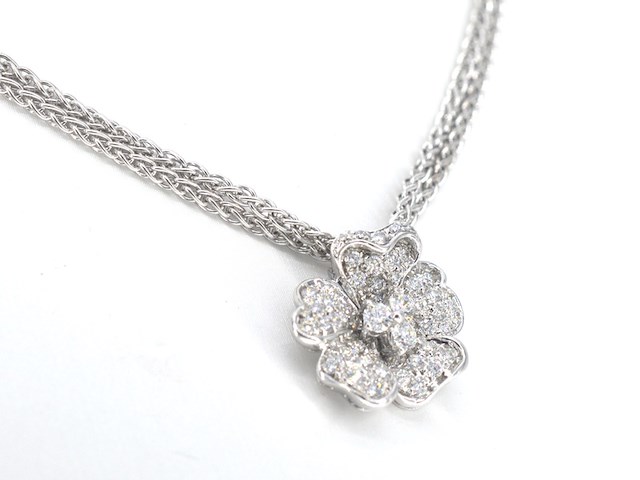 Ketting met diamanten in bloemvorm - afbeelding 3 van  9