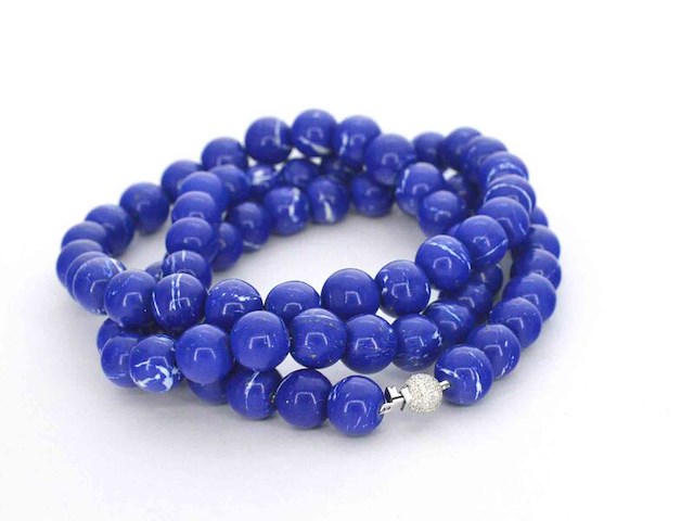 Ketting met lapis lazuli edelsteen en een diamanten sluiting - afbeelding 9 van  11