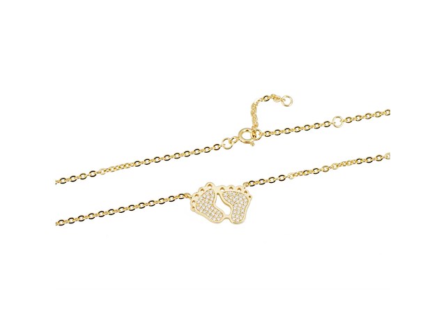 Ketting met voetjes in geel zilver - afbeelding 5 van  7