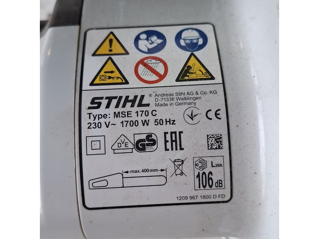 Kettingzaag 35cm 230v, stihl, mse 170 c-q, 2018 - afbeelding 5 van  5