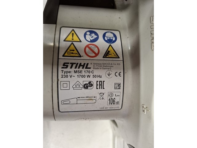 Kettingzaag 35cm 230v stihl, mse 170 c-q, bouwjaar 2018 - afbeelding 4 van  5