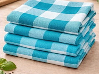 Keuken theedoek - blauw/rood - 100% katoen - 60x60cm (320x) - afbeelding 2 van  2