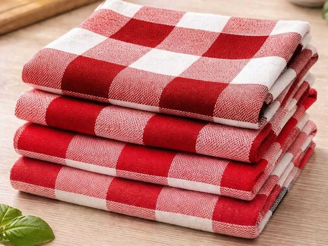 Keuken theedoek - blauw/rood - 100% katoen - 60x60cm (320x) - afbeelding 1 van  1