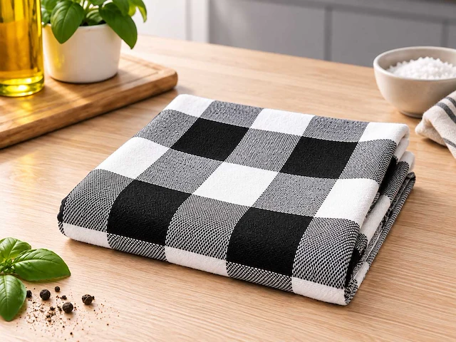 Keuken theedoek - zwart- 100% katoen - 60x60cm (160x) - afbeelding 1 van  1