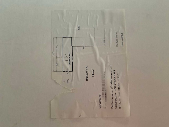 Keuken werkblad met rvs franke spoelbak 220x60 cm - afbeelding 2 van  5
