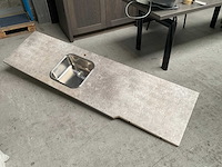Keuken werkblad met rvs franke spoelbak 220x60 cm - afbeelding 4 van  4