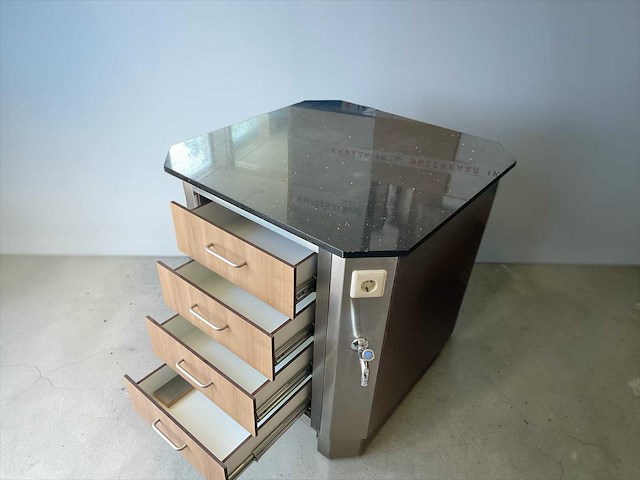 Keukenblok eiland met granieten blad en kraan stopcontact 100x96x90 cm - afbeelding 1 van  6